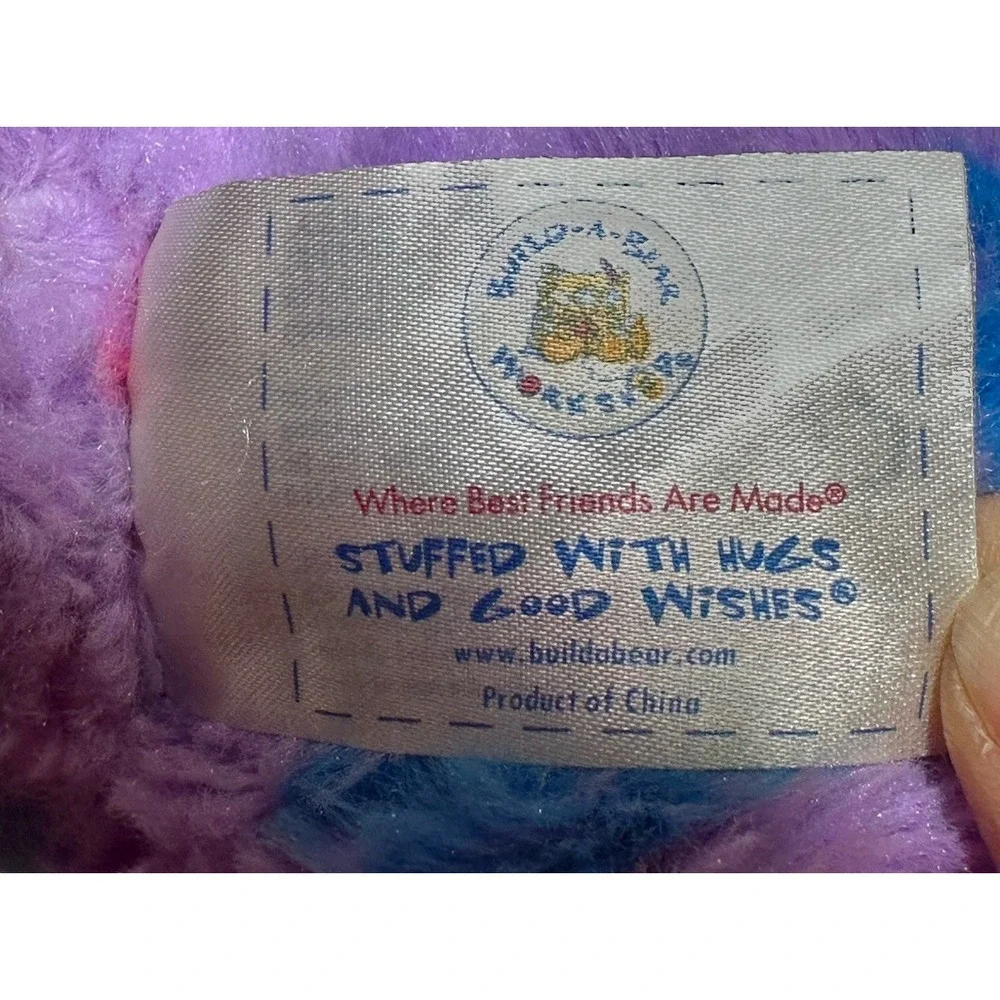 Build A Bear Teddy Bear Plush Peace Sign Hearts Stuffed Animal Purple Pink 16in.